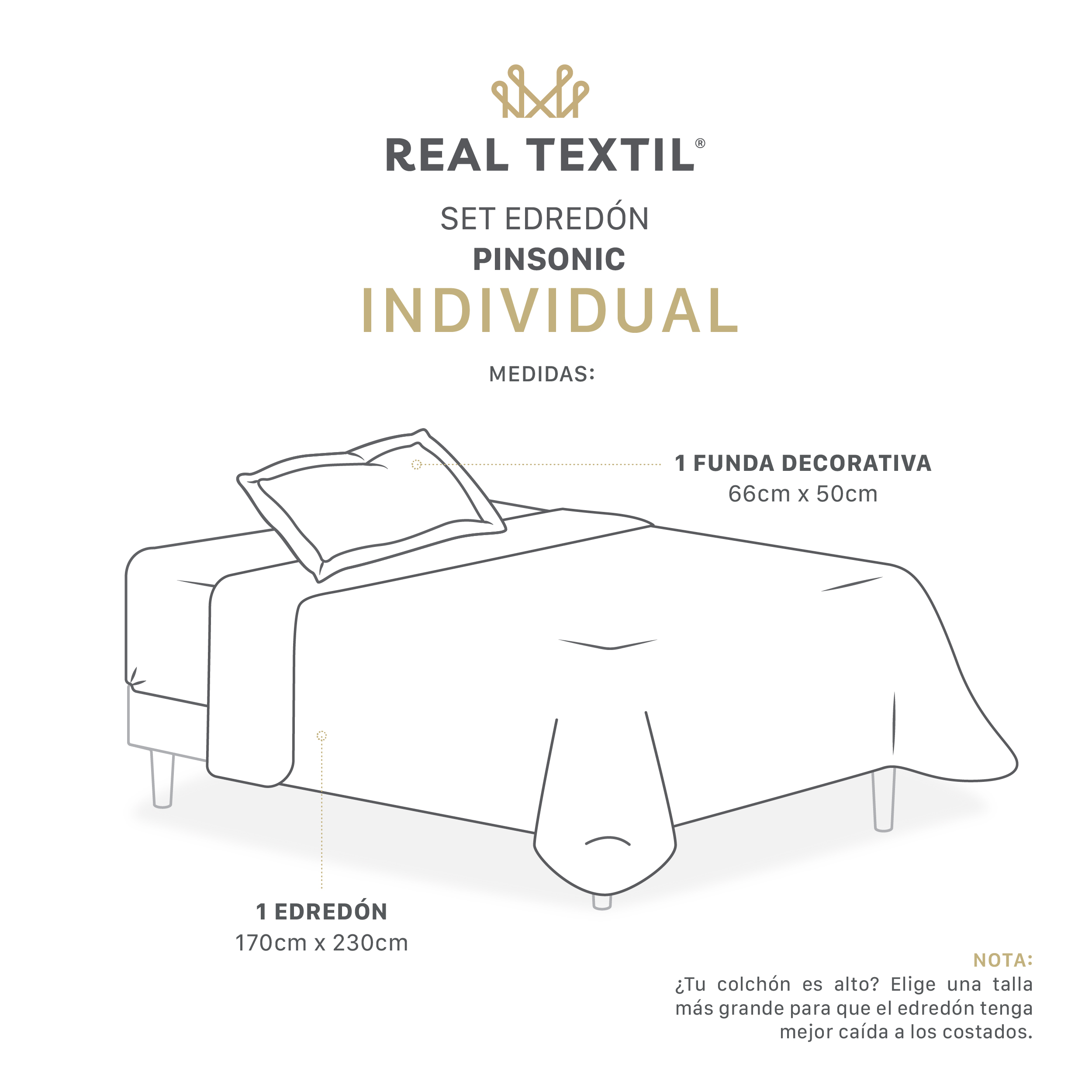 Foto 5 | Edredón Ligero Individual Con Funda De Almohada Real Textil Pinsonic Doble Vista Elionora