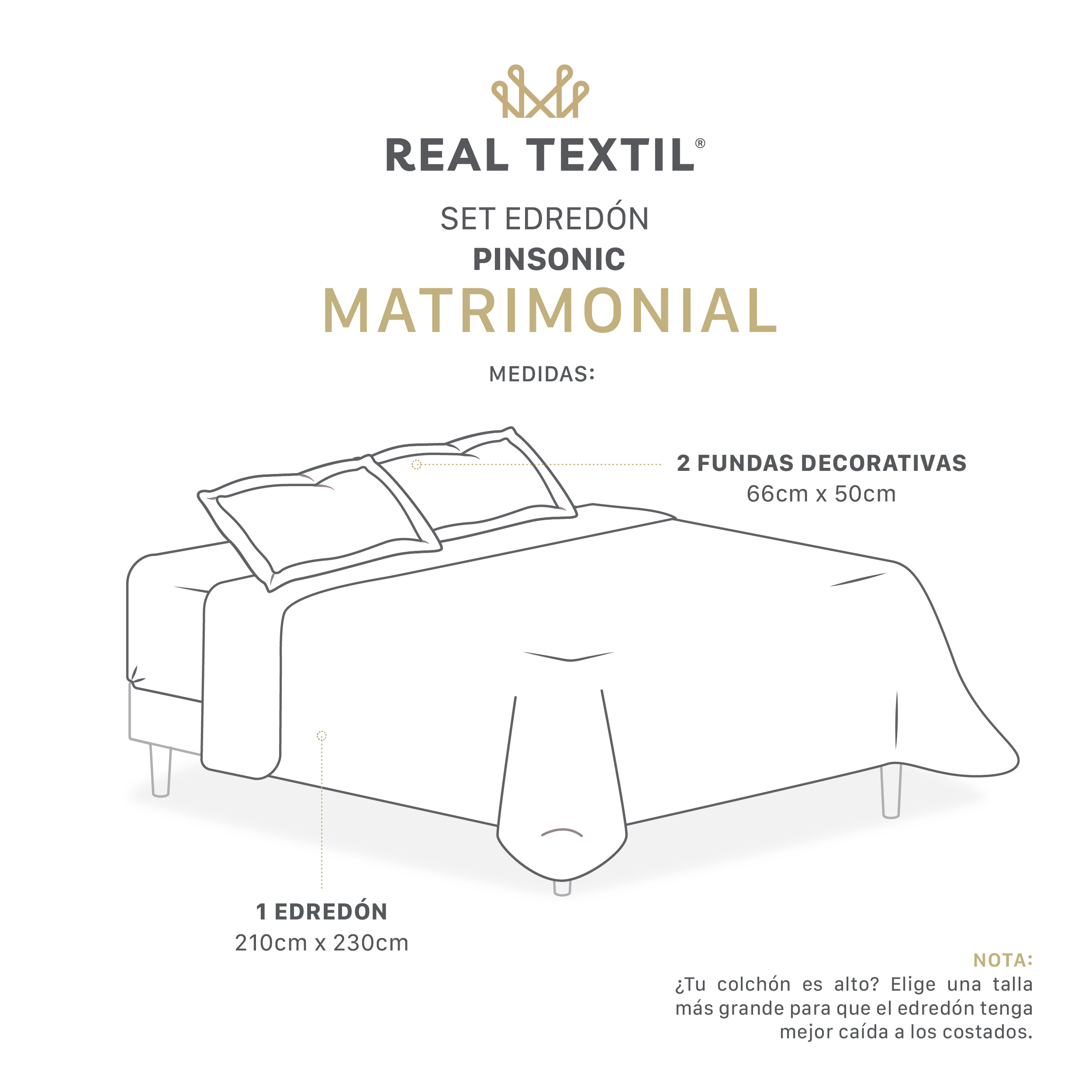 Foto 4 | Edredón Ligero Matrimonial Con Fundas De Almohada Real Textil Pinsonic Doble Vista Jaspe