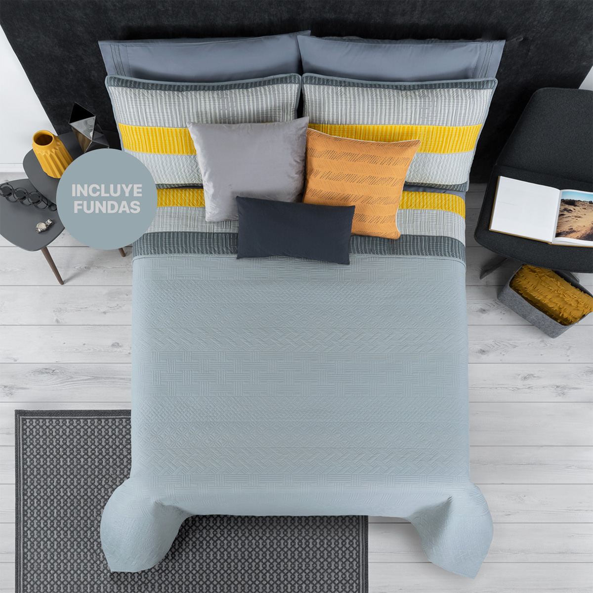 Foto 2 | Edredón Ligero King Size Con Fundas De Almohada Real Textil Pinsonic Doble Vista Fenicio