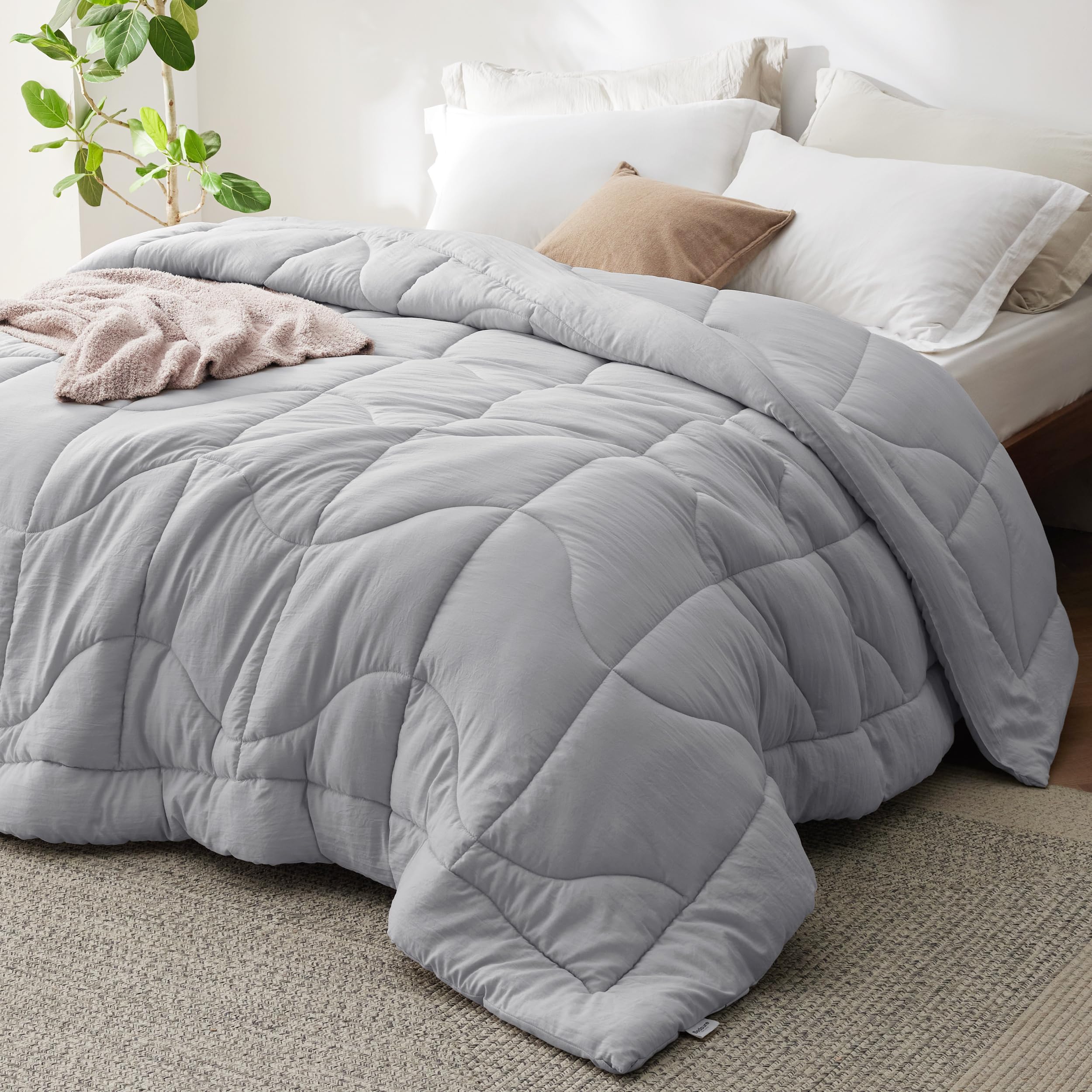 Edredón Extragrande, Cama King Down, Color Gris Alternativo - Venta Internacional.