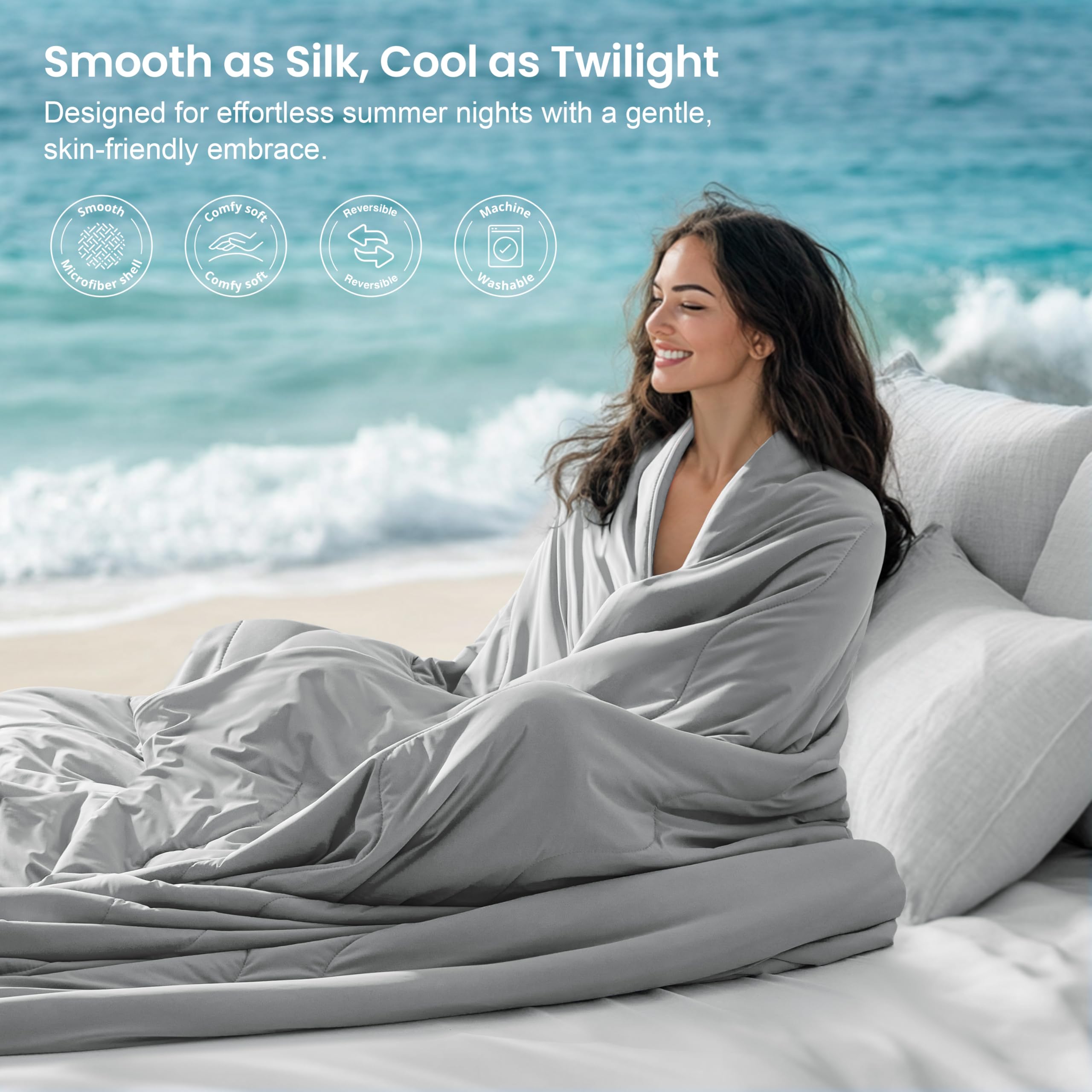 Foto 5 pulgar | Cooling Comforter Love's Cabin King Size, Color Gris, 275 X 230 Cm - Venta Internacional.