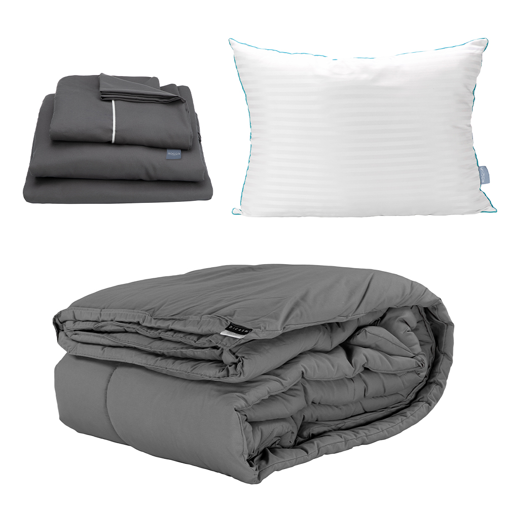 Edredón Dicasa Homy Gris Oxford Individual + Sabanas Royal + Almohada Royal
