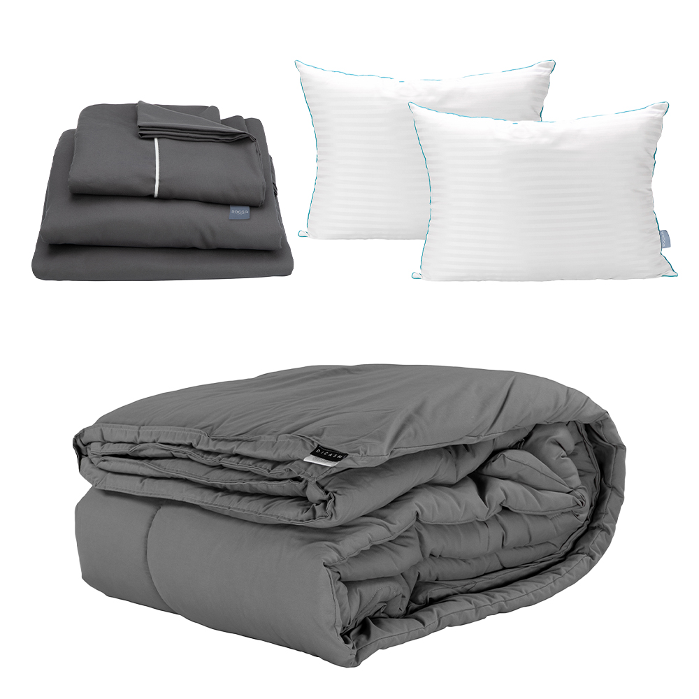 Edredón Dicasa Homy Gris Oxford Matrimonial + Sabanas Royal + Almohada Royal Twin