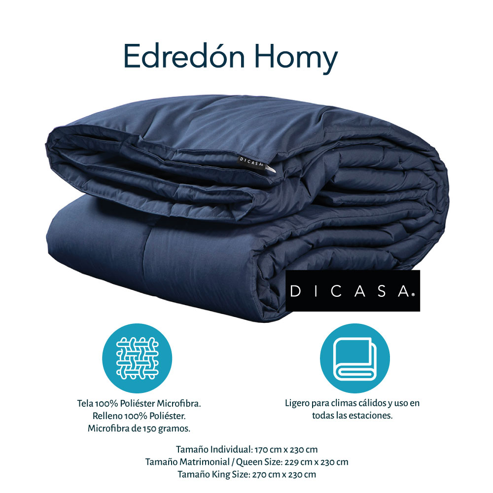 Foto 6 pulgar | Edredón Dicasa Homy Azul Marino Individual + Sabanas Royal + Protector Lux + Almohada Royal