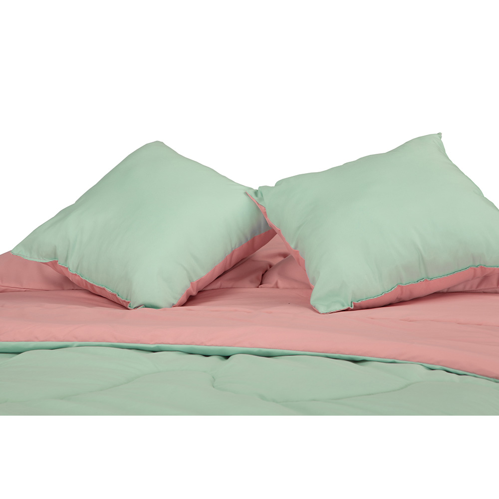 Foto 4 pulgar | Set De Edredon Doble Vista Dicasa Couzy Rosa-menta | Menta Matrimonial +  Sabanas Softy
