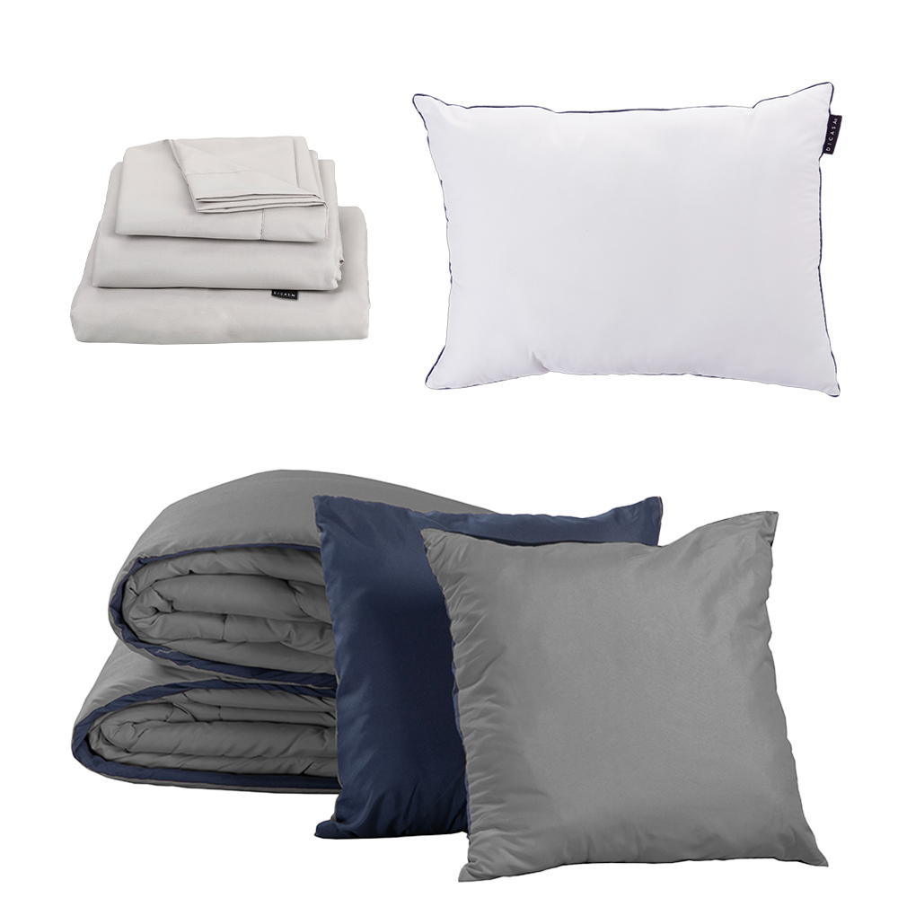 Foto 1 | Set De Edredon Doble Vista Dicasa Couzy Azul Marino-gris | Gris Queen Size +  Sabanas Softy  +  Almohada 2-pack