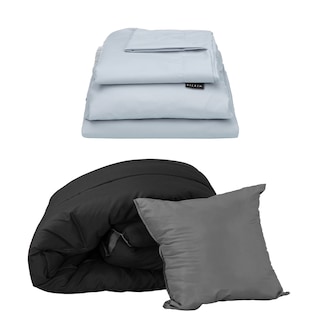 Foto 1 | Set De Edredon Doble Vista Dicasa Couzy Negro-gris Oxford | Platino King Size + Sabanas Softy