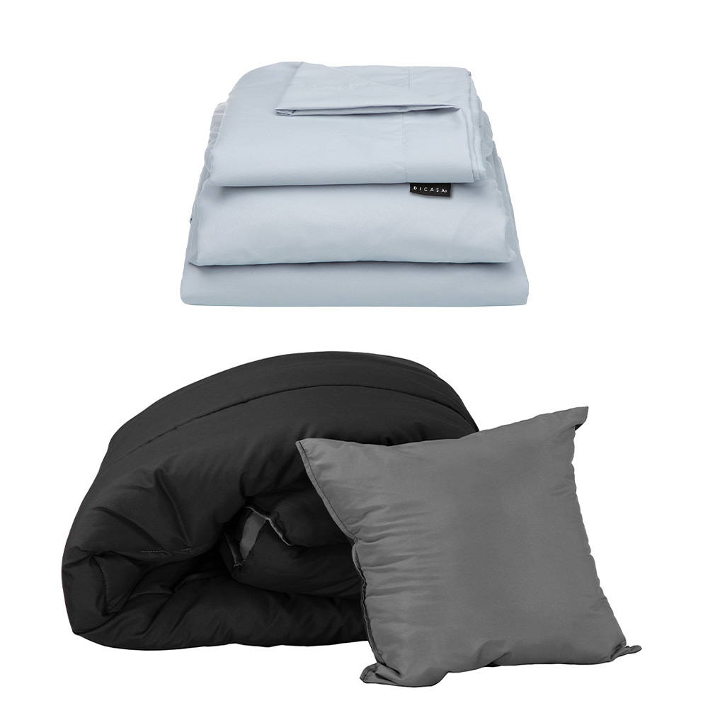 Foto 2 pulgar | Set De Edredon Doble Vista Dicasa Couzy Negro-gris Oxford | Platino Queen Size +  Sabanas Softy