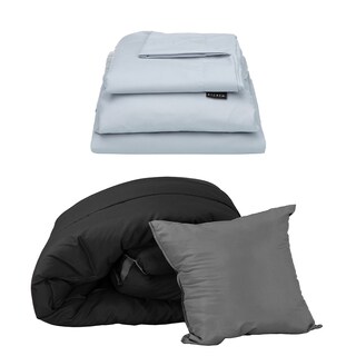 Foto 1 | Set De Edredon Doble Vista Dicasa Couzy Negro-gris Oxford | Platino Queen Size + Sabanas Softy