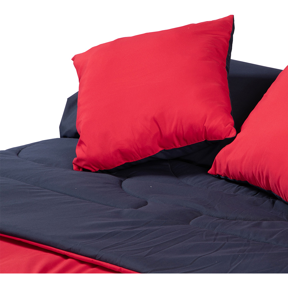 Foto 4 pulgar | Set De Edredon Doble Vista Dicasa Couzy Rojo-azul Marino | Platino Queen Size +  Sabanas Softy