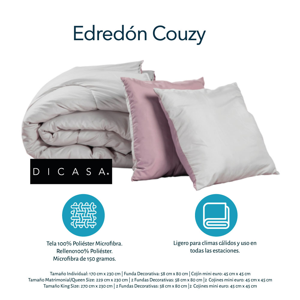 Foto 6 | Set De Edredon Doble Vista Dicasa Couzy Lila-gris | Platino Individual +  Sabanas Softy