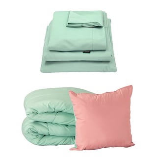 Foto 1 | Set De Edredon Doble Vista Dicasa Couzy Rosa-menta | Menta Queen Size + Sabanas Softy