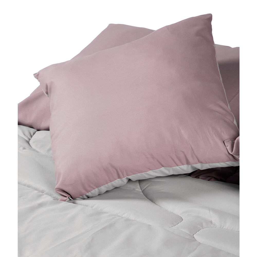 Foto 4 pulgar | Set De Edredon Doble Vista Dicasa Couzy Lila-gris | Platino Queen Size +  Sabanas Softy