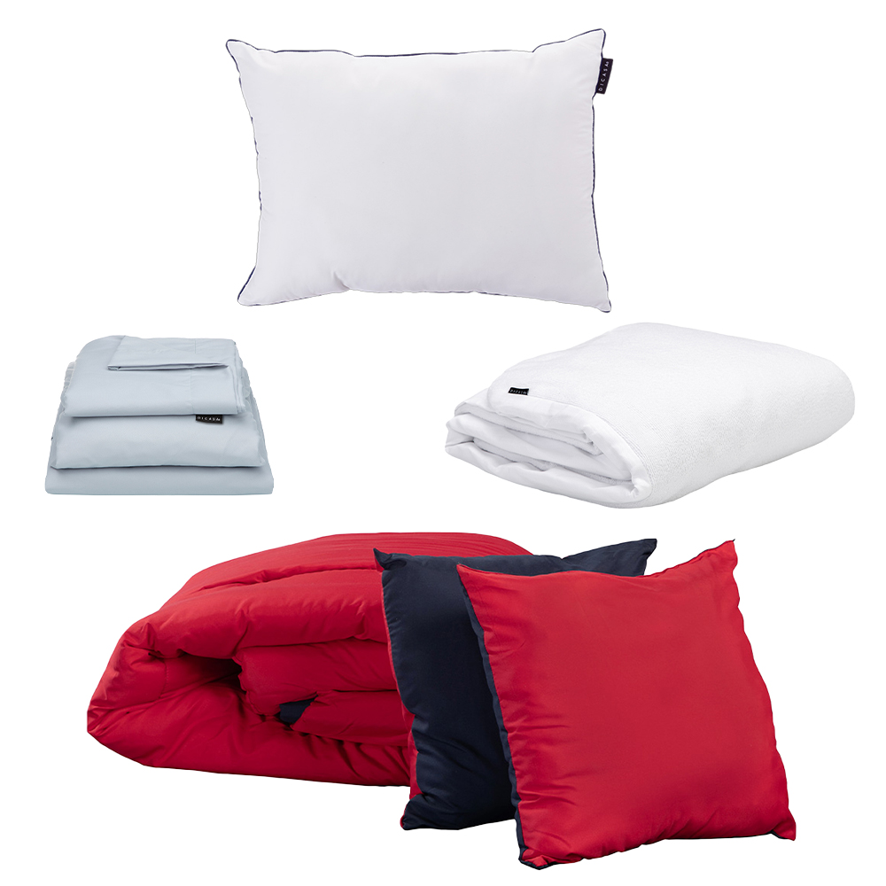 Foto 1 | Set De Edredon Doble Vista Couzy Rojo-azul Marino | Platinoindividual+ Protector Cloud +sabanas Softy+almohada One