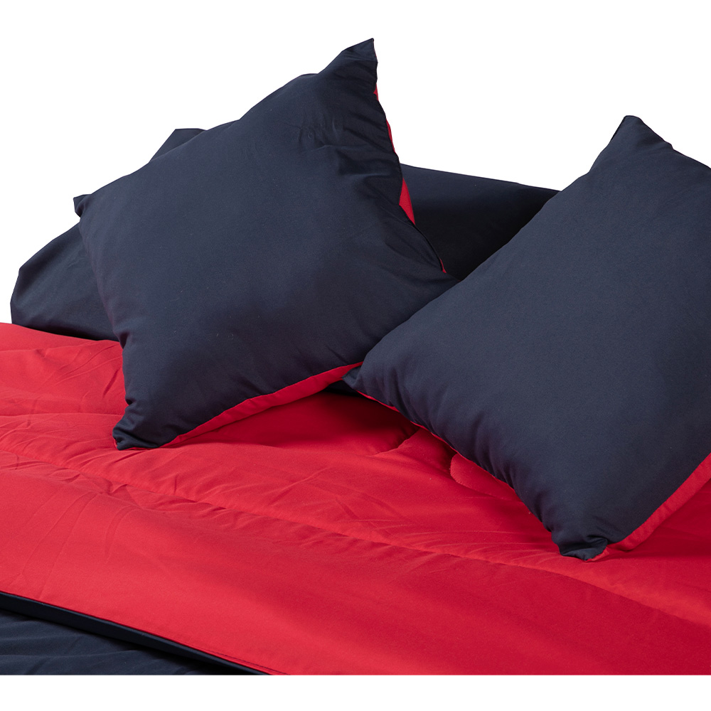 Foto 4 pulgar | Set De Edredon Doble Vista Couzy Rojo-azul Marino | Platinoindividual+ Protector Cloud +sabanas Softy+almohada One