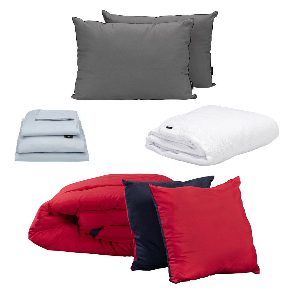 Foto 1 | Set De Edredon Doble Vista Couzy Rojo-azul Marino | Platinomatrimonial+ Protector Cloud +sabanas Softy+almohada 2-pack