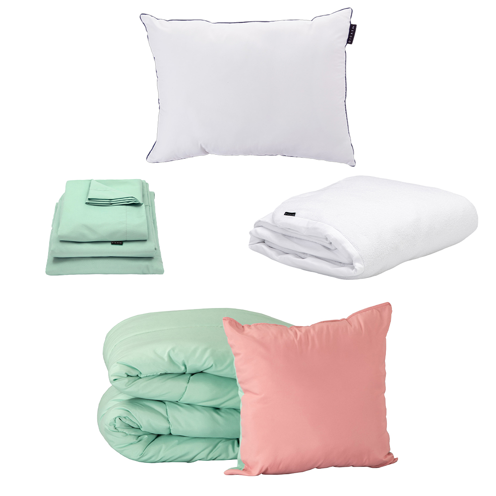 Foto 1 | Set De Edredon Doble Vista Couzy Rosa-menta | Mentaindividual+ Protector Cloud +sabanas Softy+almohada One