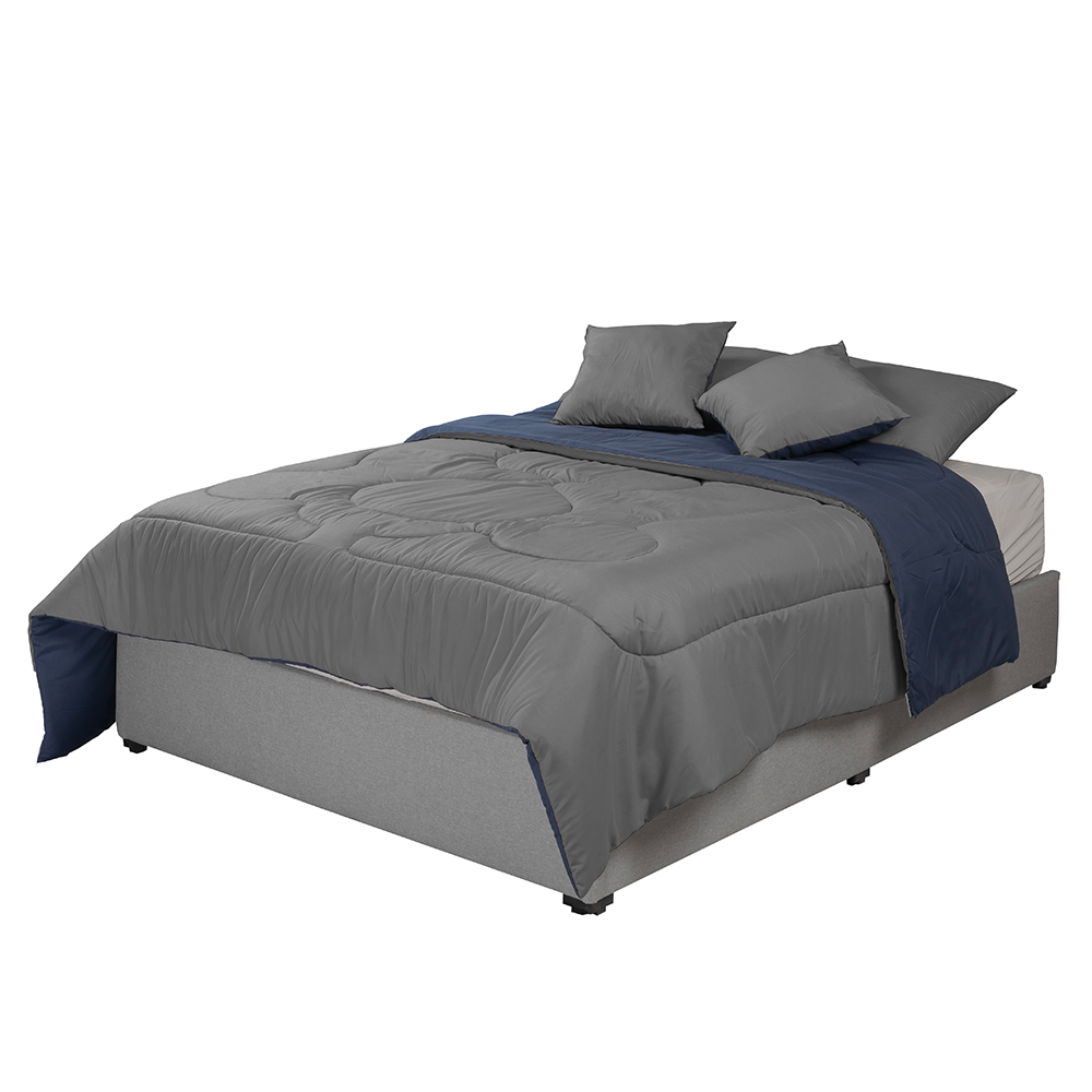 Foto 3 pulgar | Set De Edredon Doble Vista Couzy Azul Marino-gris | Platinoqueen Size+ Protector Cloud +sabanas Softy+almohada 2-pack