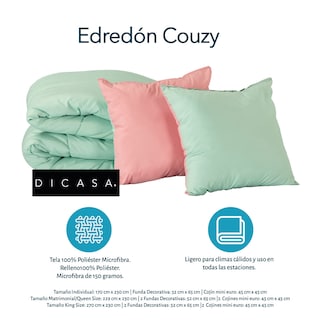 Foto 6 | Set De Edredon Doble Vista Couzy Rosa-menta | Mentaindividual+ Sabanas Softy + Almohada One