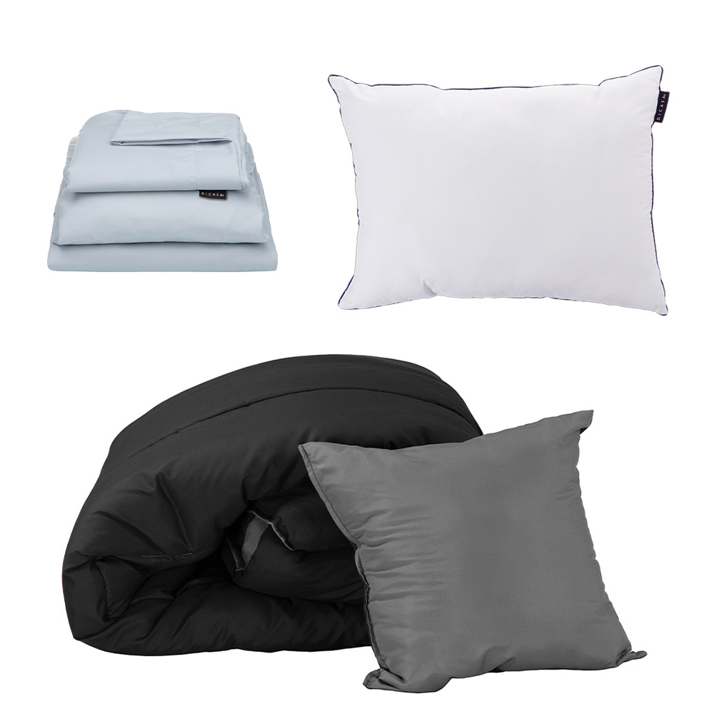 Foto 2 pulgar | Set De Edredon Doble Vista Couzy Negro-gris Oxford | Platinoindividual+ Sabanas Softy + Almohada One