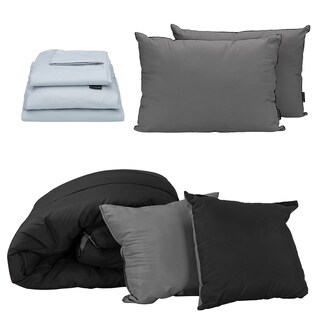 Foto 1 | Set De Edredon Doble Vista Couzy Negro-gris Oxford | Platinoking Size+ Sabanas Softy + Almohada 2-pack