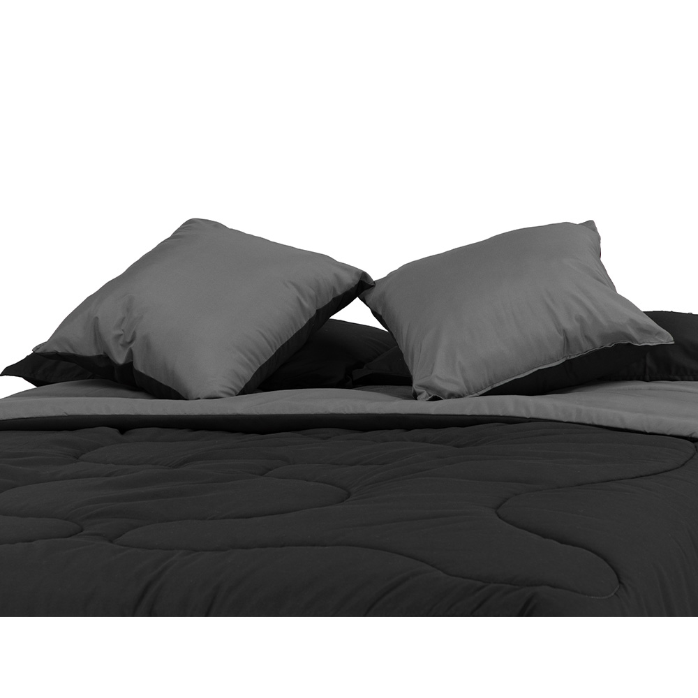 Foto 4 pulgar | Set De Edredon Doble Vista Couzy Negro-gris Oxford | Platinoking Size+ Sabanas Softy + Almohada 2-pack