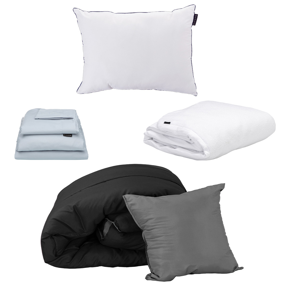 Foto 2 pulgar | Set De Edredon Doble Vista Couzy Negro-gris Oxford | Platinoindividual+ Protector Cloud +sabanas Softy+almohada One