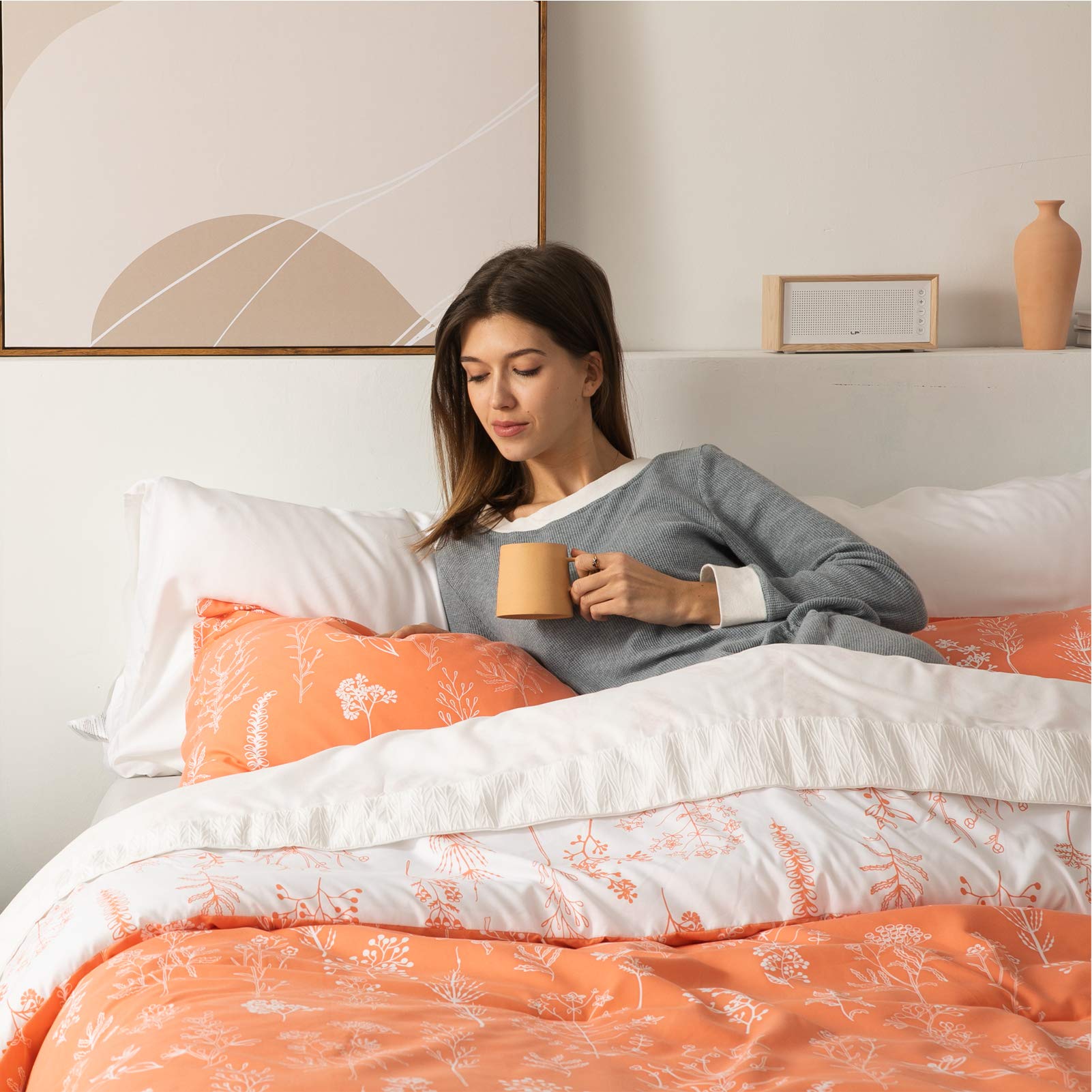Foto 4 | Edredón Queen Size con Fundas de Almohada Bedsure Anaranjado 3 Piezas - Venta Internacional