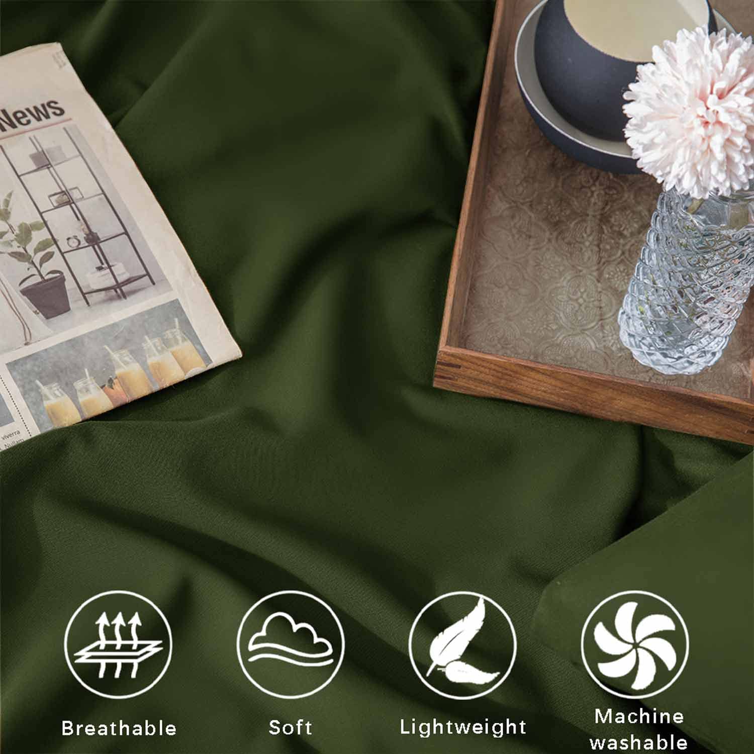 Foto 4 | Edredón Queen con Fundas para Almohada ETDIFFE Verde Oliva 3 Piezas - Venta Internacional