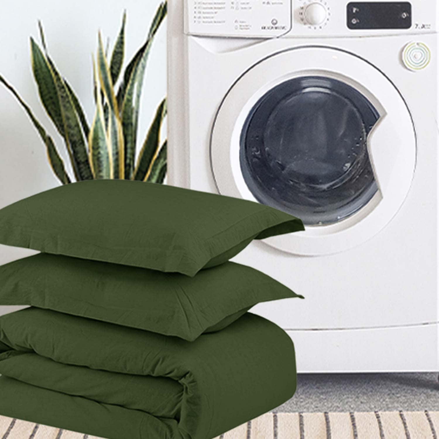 Foto 7 | Edredón Queen con Fundas para Almohada ETDIFFE Verde Oliva 3 Piezas - Venta Internacional