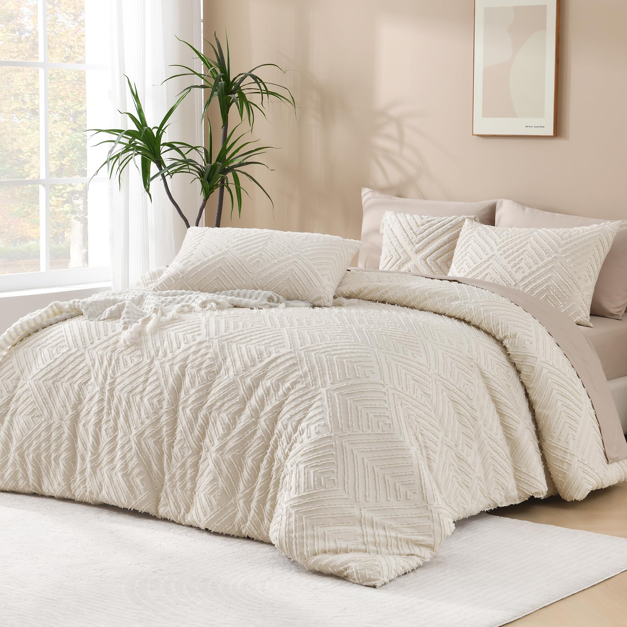 Foto 2 pulgar | Edredón Queen Size con Fundas de Almohada Andency Beige 3 Piezas - Venta Internacional