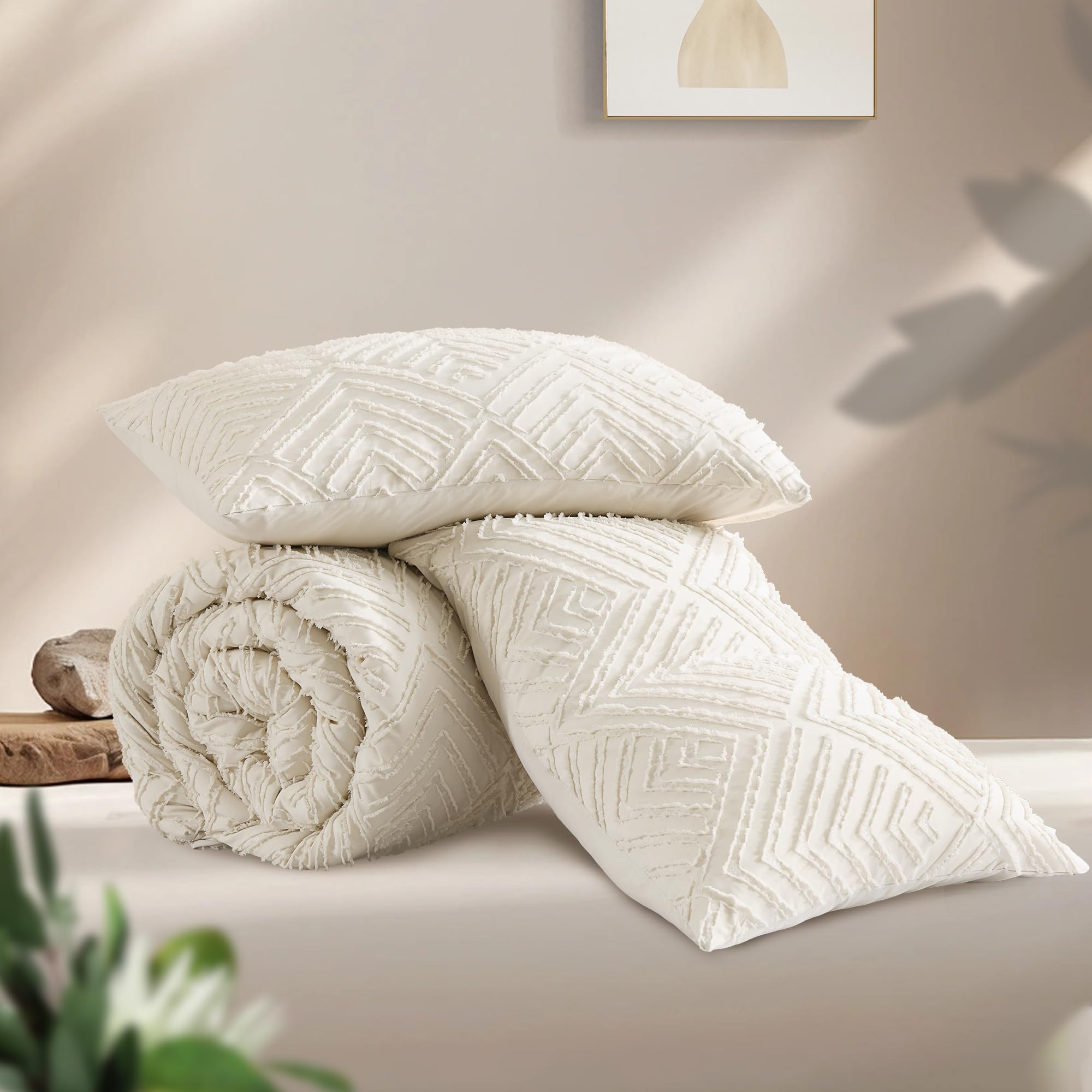 Foto 4 pulgar | Edredón Queen Size con Fundas de Almohada Andency Beige 3 Piezas - Venta Internacional