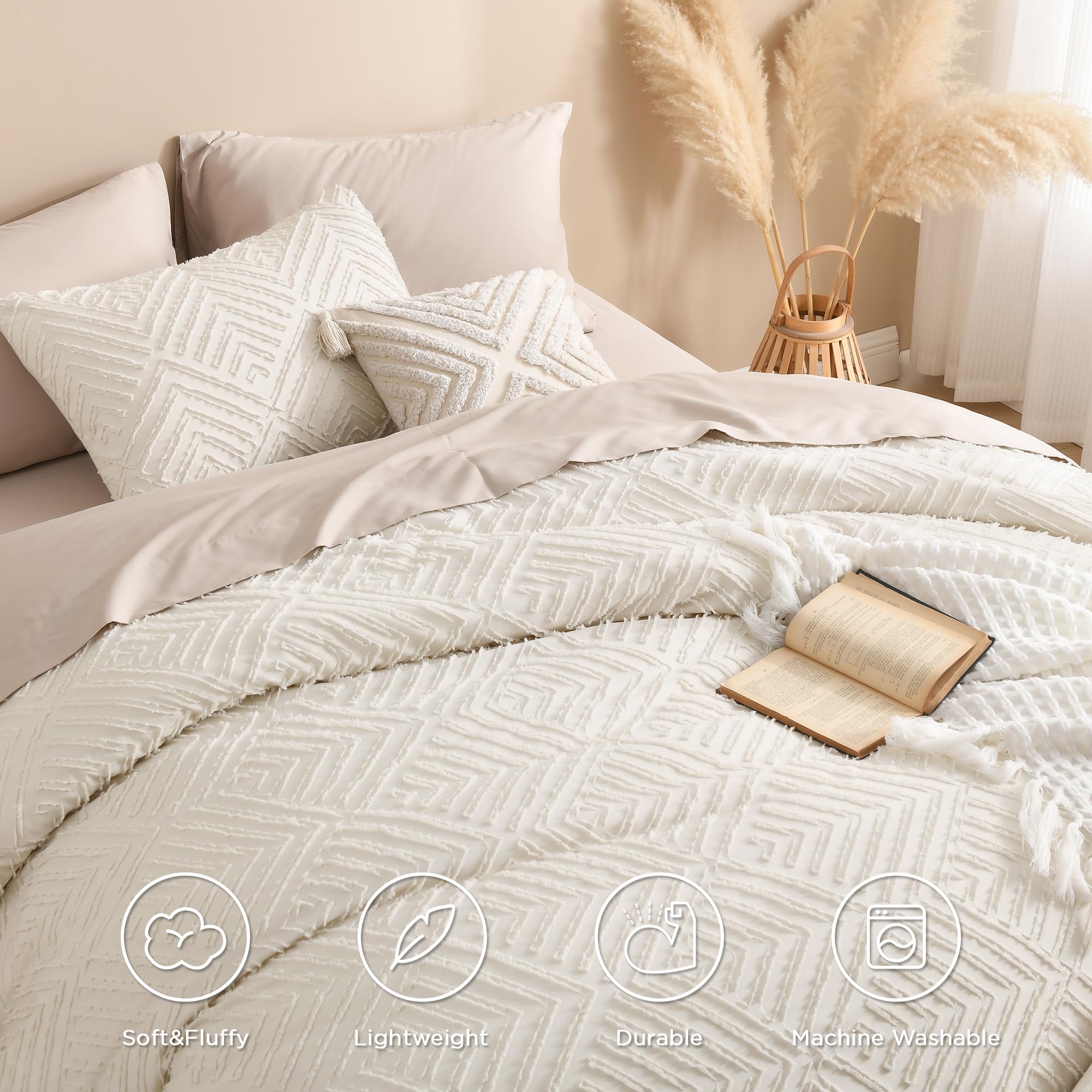 Foto 5 pulgar | Edredón Queen Size con Fundas de Almohada Andency Beige 3 Piezas - Venta Internacional