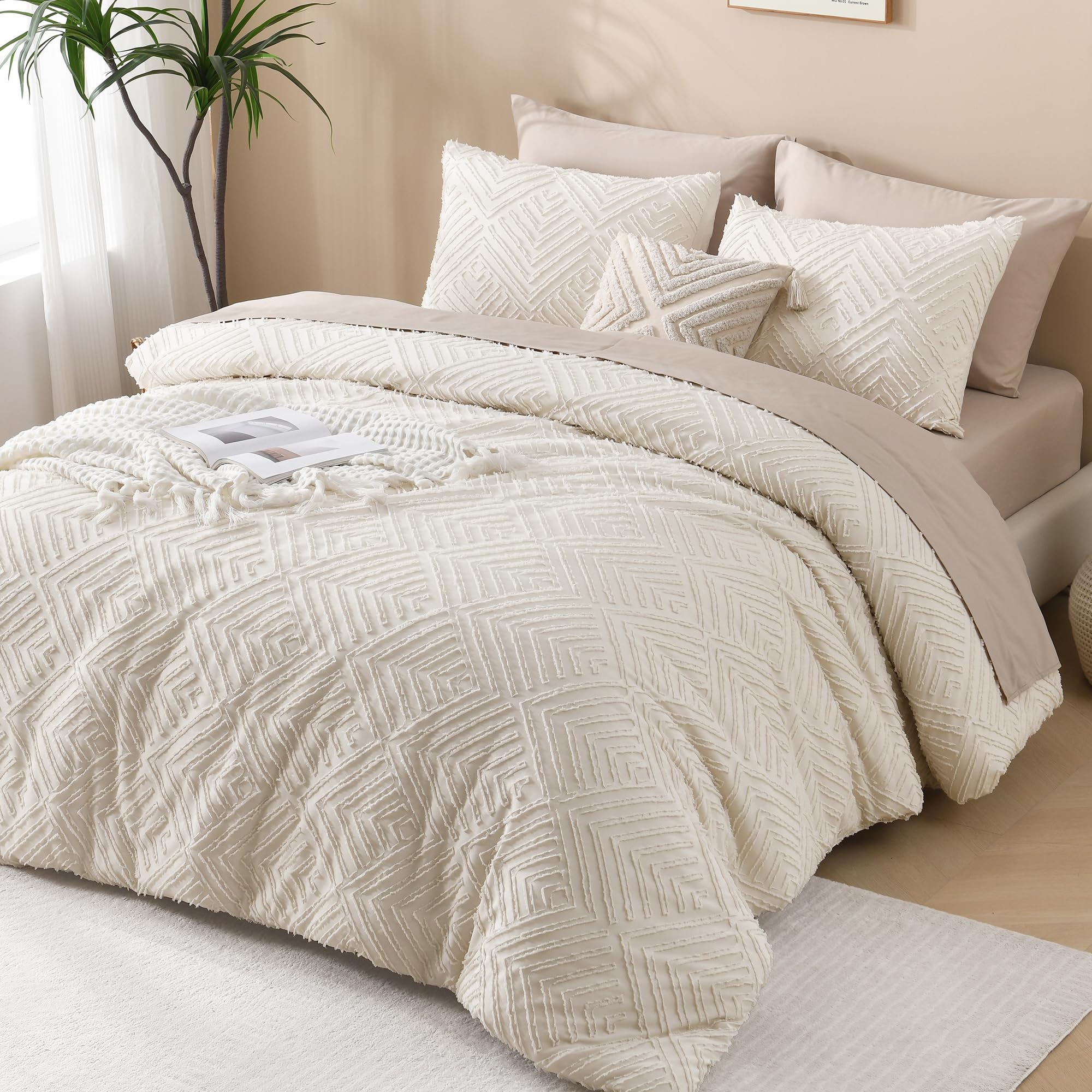 Foto 7 pulgar | Edredón Queen Size con Fundas de Almohada Andency Beige 3 Piezas - Venta Internacional