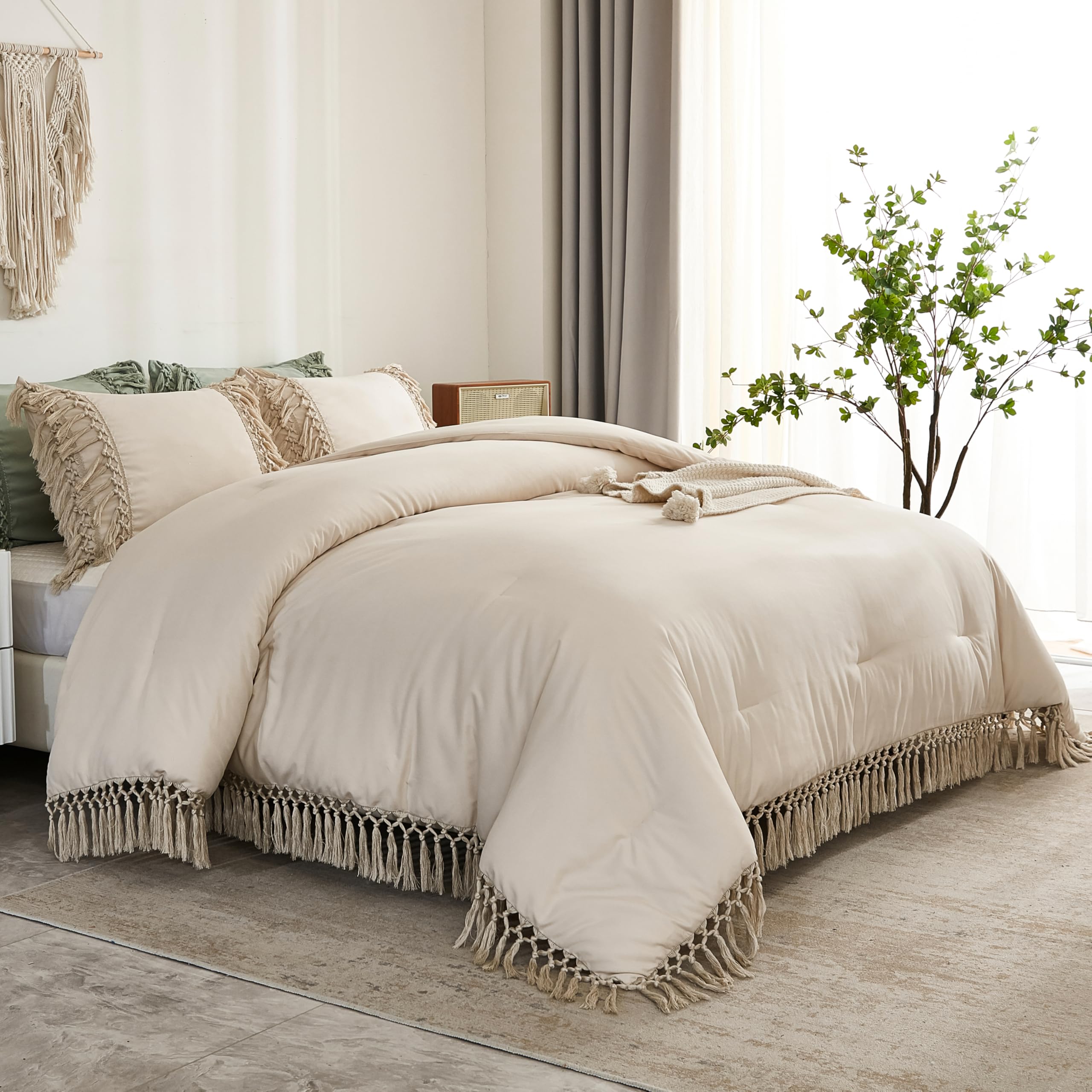Foto 7 pulgar | Edredón King Size con Fundas de Almohada Andency Beige 3 Piezas - Venta Internacional