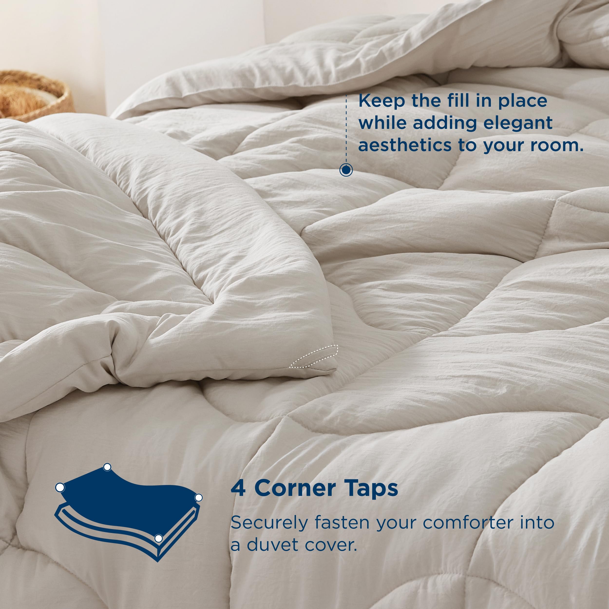 Foto 7 pulgar | Edredón Bedsure Down Alternative King Beige 230 X 260 Cm - Venta Internacional.