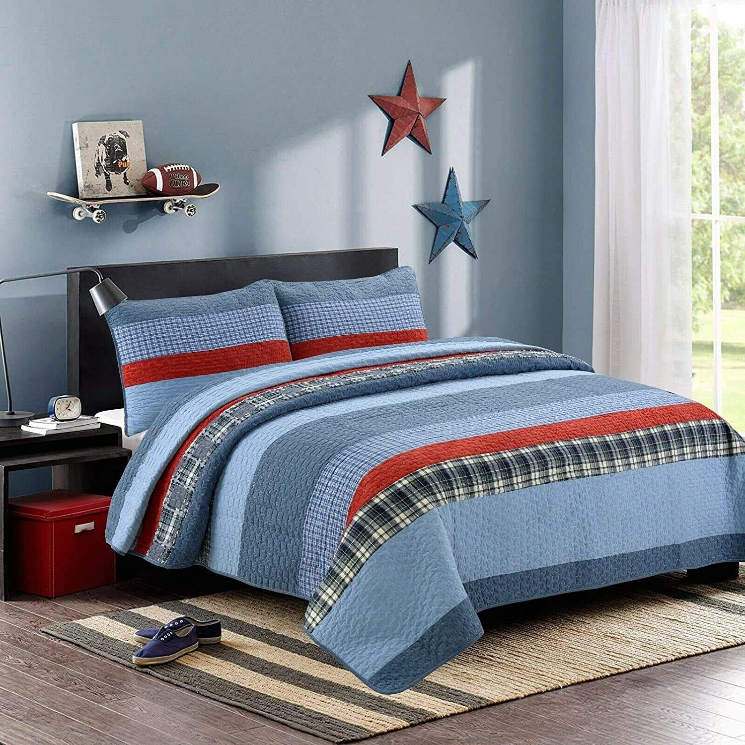 Foto 2 pulgar | Juego De Ropa De Cama Cozy Line Home Fashions Varsity 100% Algodón Queen - Venta Internacional.