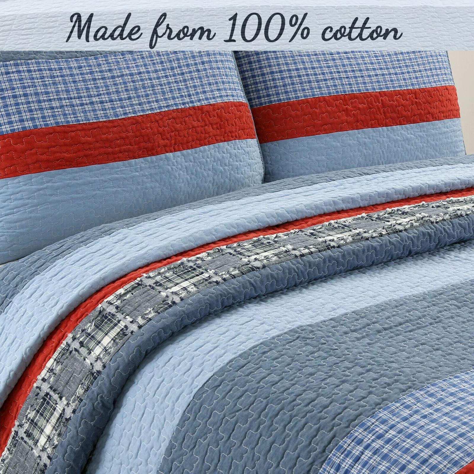 Foto 3 pulgar | Juego De Ropa De Cama Cozy Line Home Fashions Varsity 100% Algodón Queen - Venta Internacional.