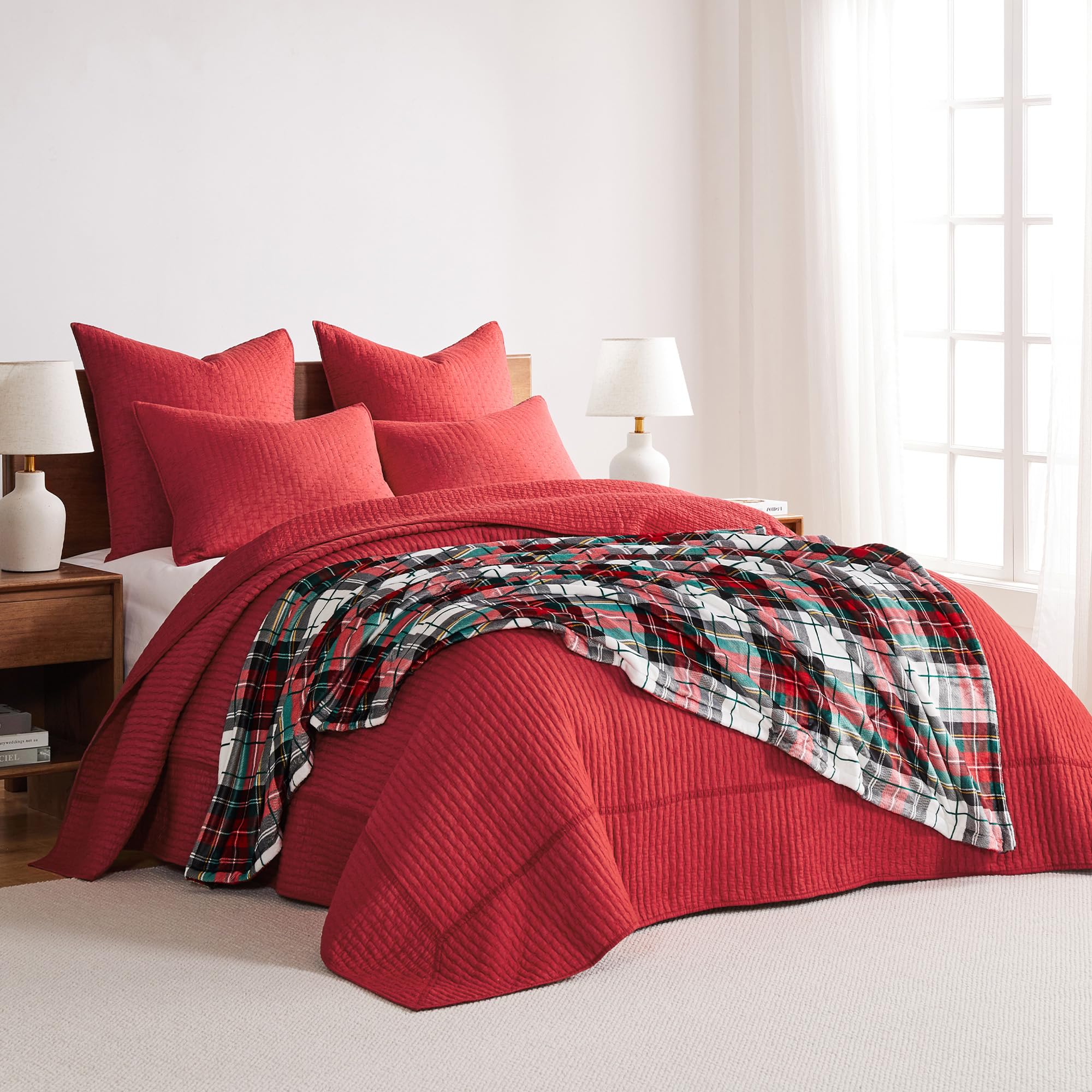 Foto 6 pulgar | Juego De Colchas Levtex Home Cross Stitch King Con 2 Fundas Rojas - Venta Internacional.