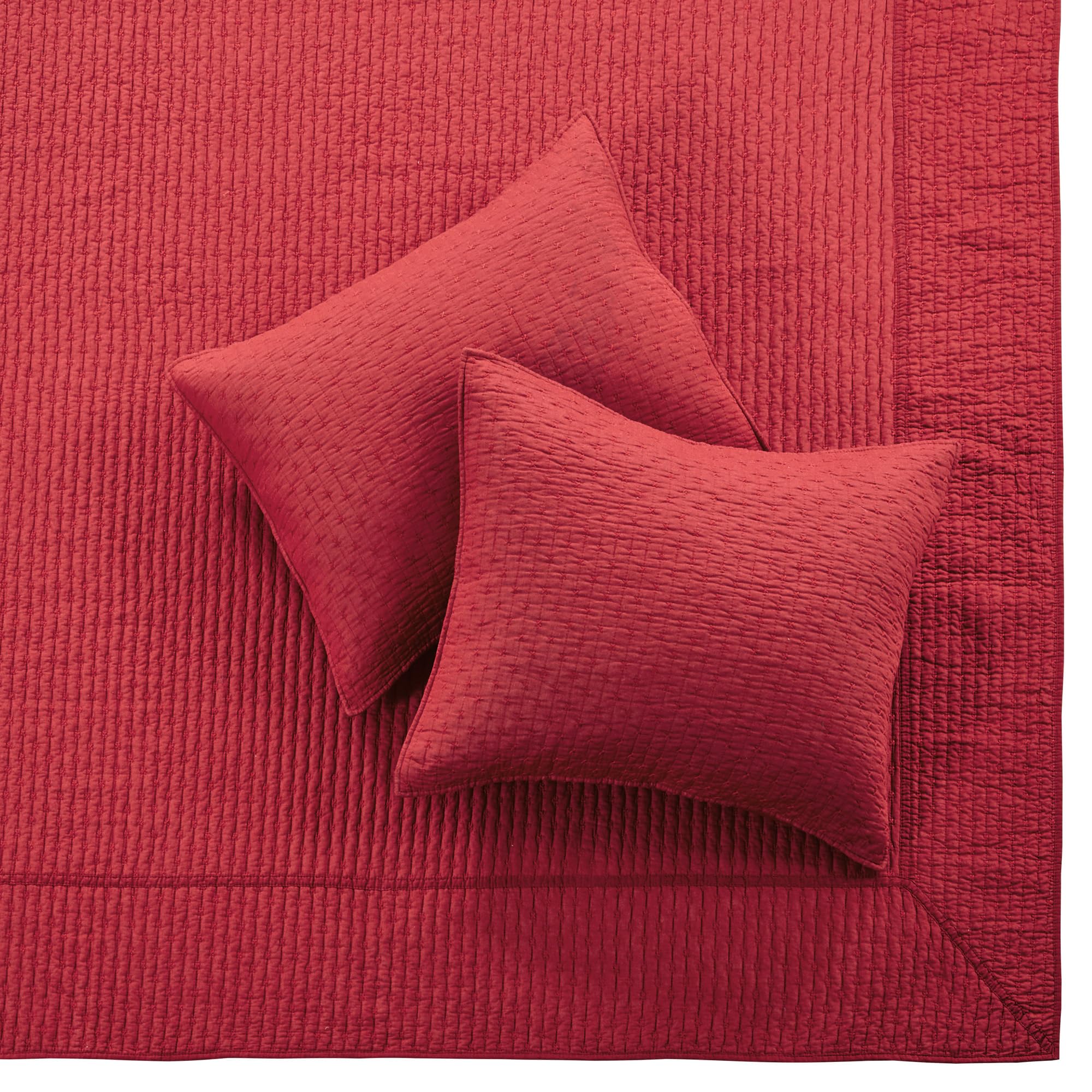 Foto 7 pulgar | Juego De Colchas Levtex Home Cross Stitch King Con 2 Fundas Rojas - Venta Internacional.