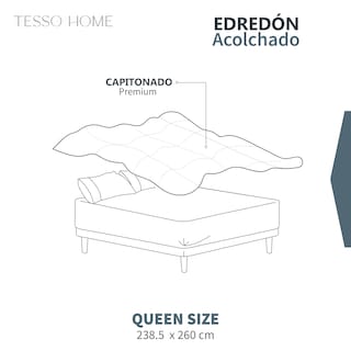 Foto 6 | Edredón Acolchado Queen Size Capitonado Color Beige