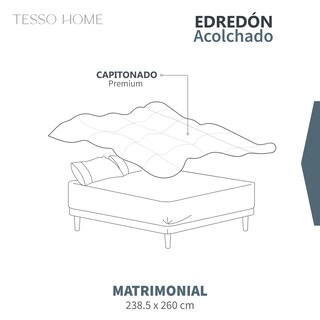 Foto 6 | Edredón Acolchado Matrimonial Capitonado Color Marino Gris