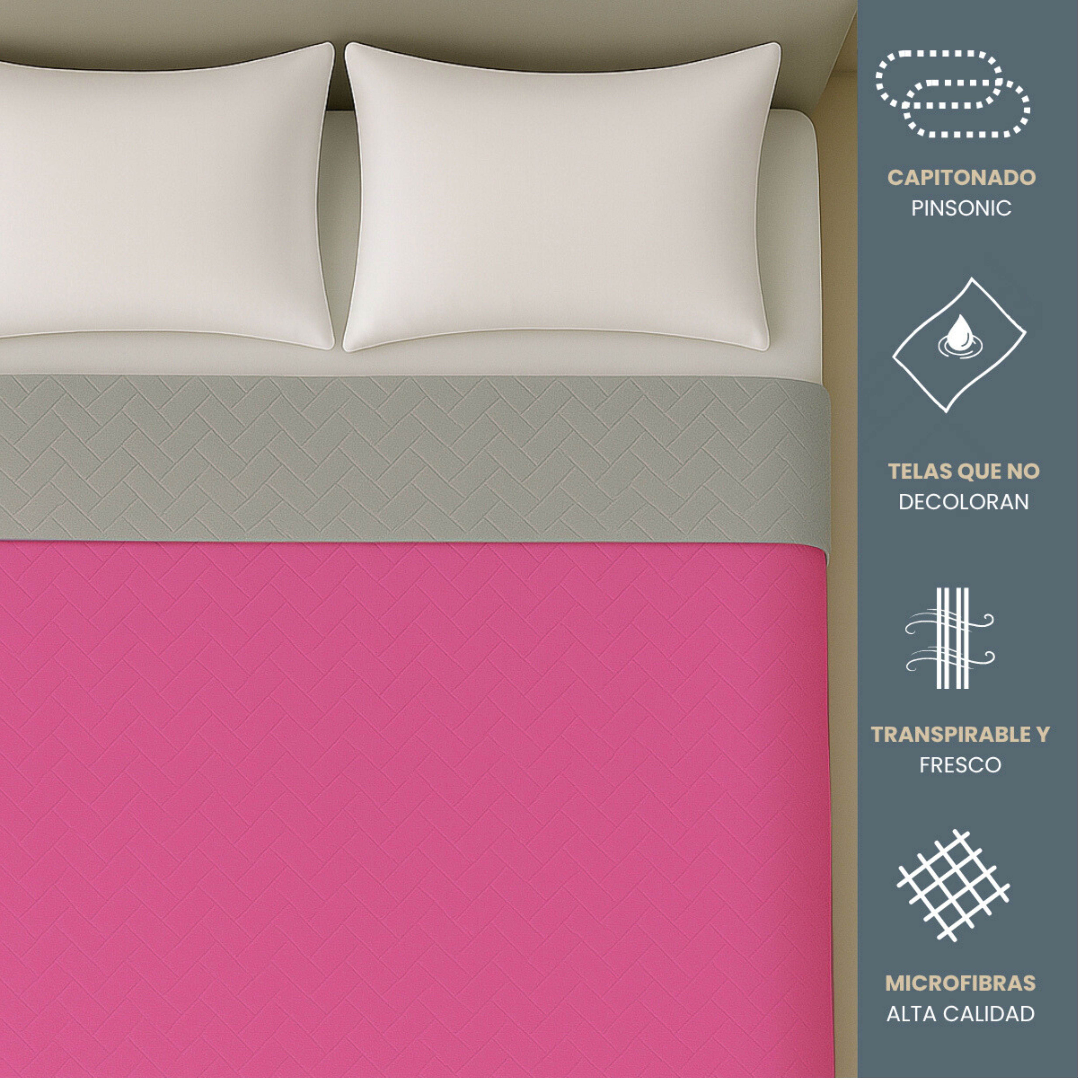 Foto 2 | Edredón Ligero Tesso Home Pinsonic Matrimonial Color Rosa Pastel Doble Vista