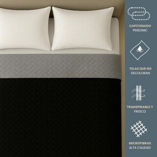 Foto 3 | Edredón Ligero Tesso Home Pinsonic Matrimonial Color Negro Doble Vista