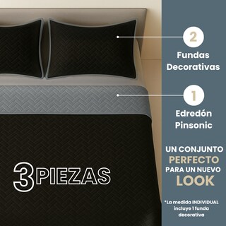Foto 2 | Edredón Ligero Con Fundas Tesso Home Pinsonic Individual Color Negro Doble Vista