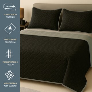 Foto 3 | Edredón Ligero Con Fundas Tesso Home Pinsonic Individual Color Negro Doble Vista