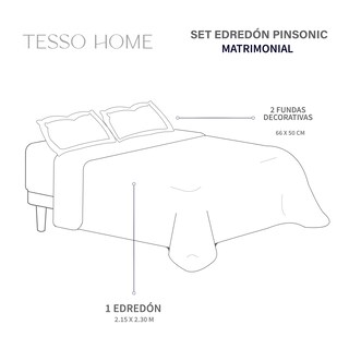 Foto 7 | Edredón Ligero Con Fundas Tesso Home Pinsonic Matrimonial Color Negro Doble Vista