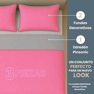 Foto 2 | Edredón Ligero Con Fundas Tesso Home Pinsonic Individual Color Rosa Pastel Doble Vista