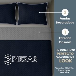 Foto 2 | Edredón Ligero Con Fundas Tesso Home Pinsonic Individual Color Marino Doble Vista