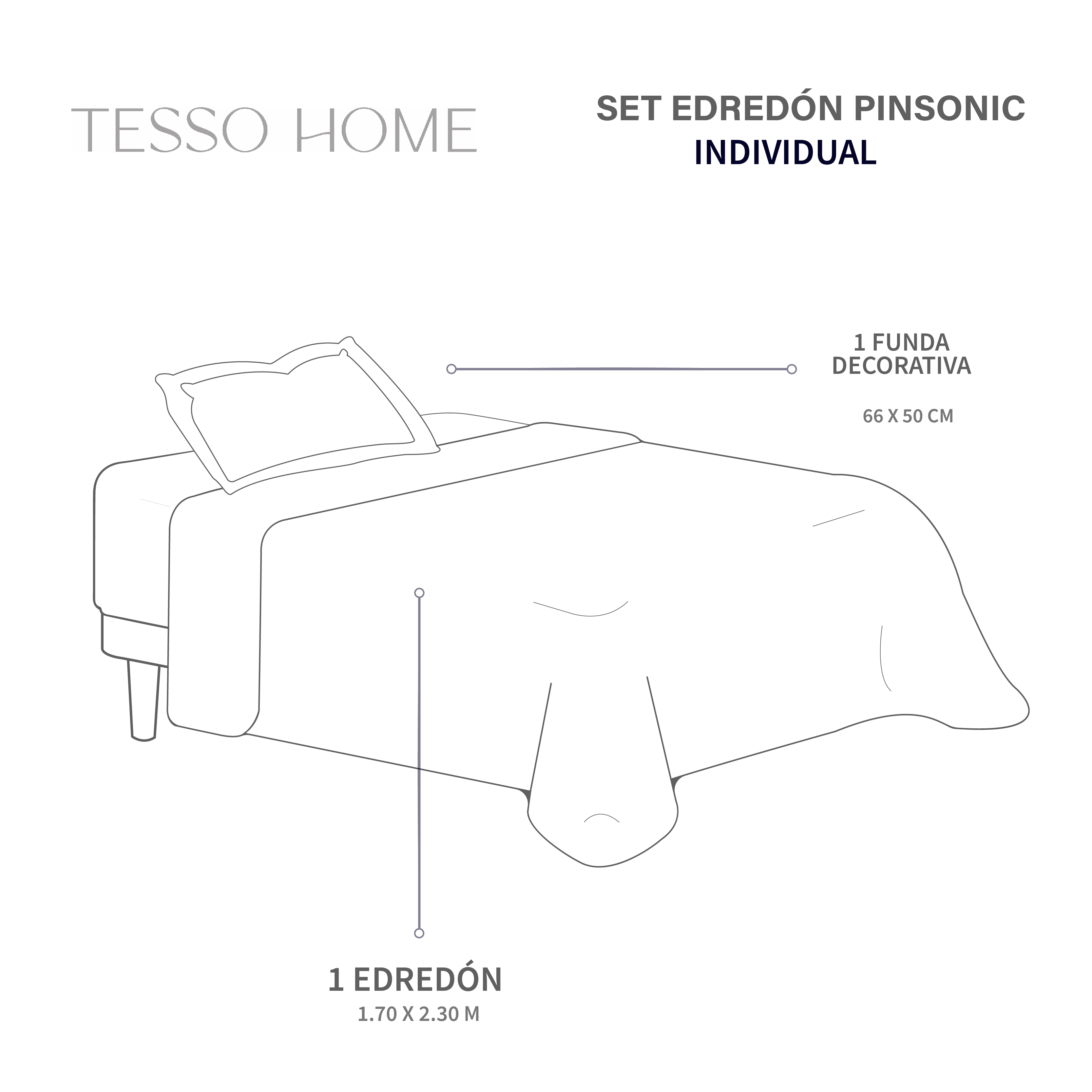 Foto 7 | Edredón Ligero Con Fundas Tesso Home Pinsonic Individual Color Marino Doble Vista
